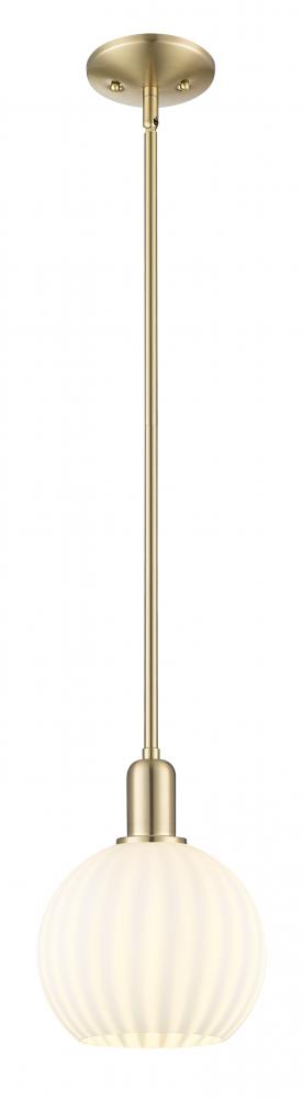 White Venetian - 1 Light - 8 inch - Champagne Bronze - Stem hung - Mini Pendant