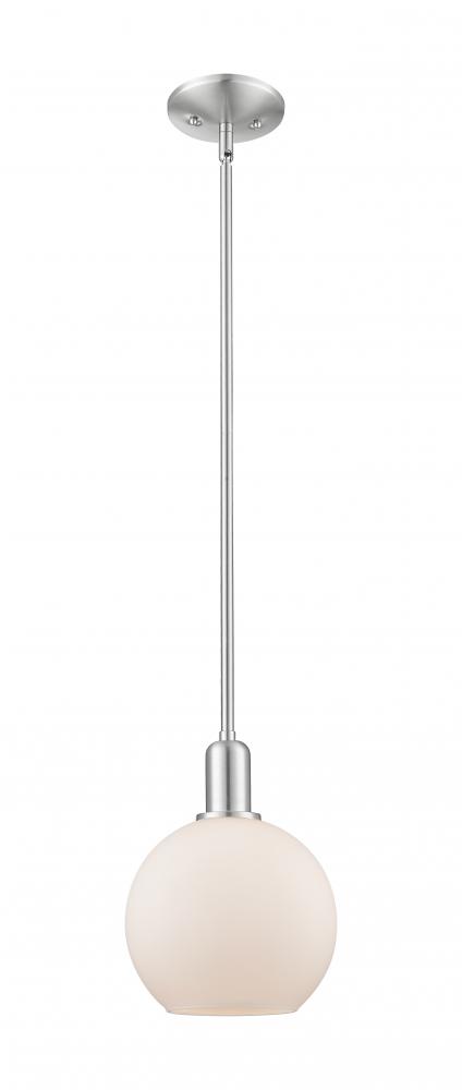Athens - 1 Light - 8 inch - Brushed Satin Nickel - Stem hung - Mini Pendant