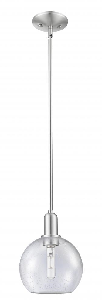 Athens - 1 Light - 8 inch - Brushed Satin Nickel - Stem hung - Mini Pendant