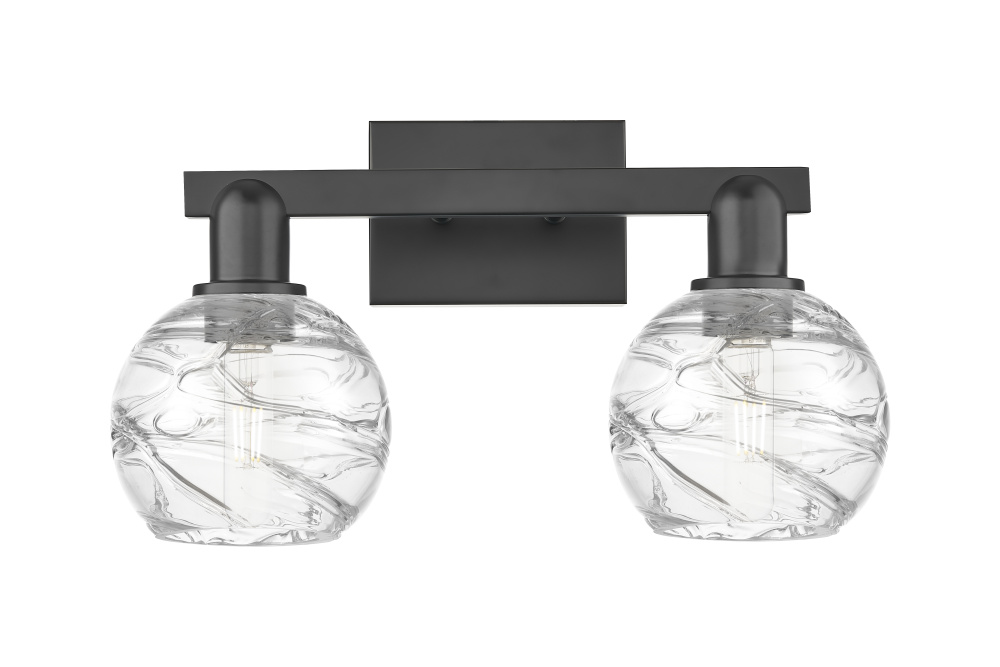 Athens Deco Swirl - 2 Light - 16 inch - Matte Black - Bath Vanity Light