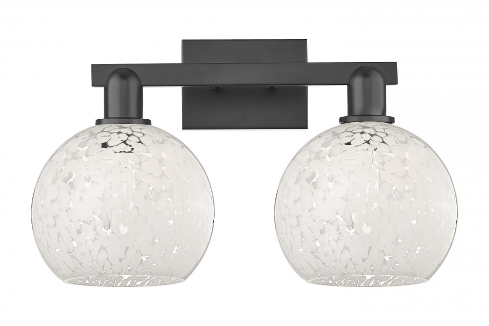 White Mouchette - 2 Light - 19 inch - Matte Black - Bath Vanity Light