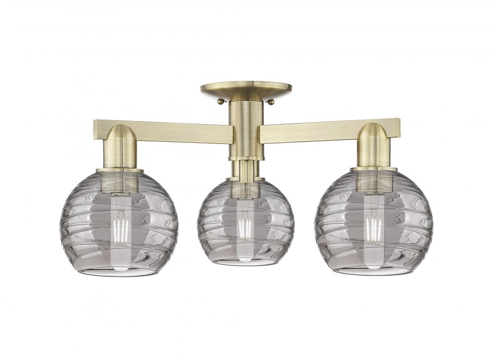 Athens Deco Swirl - 3 Light - 6 inch - Antique Brass - Semi-Flush Mount