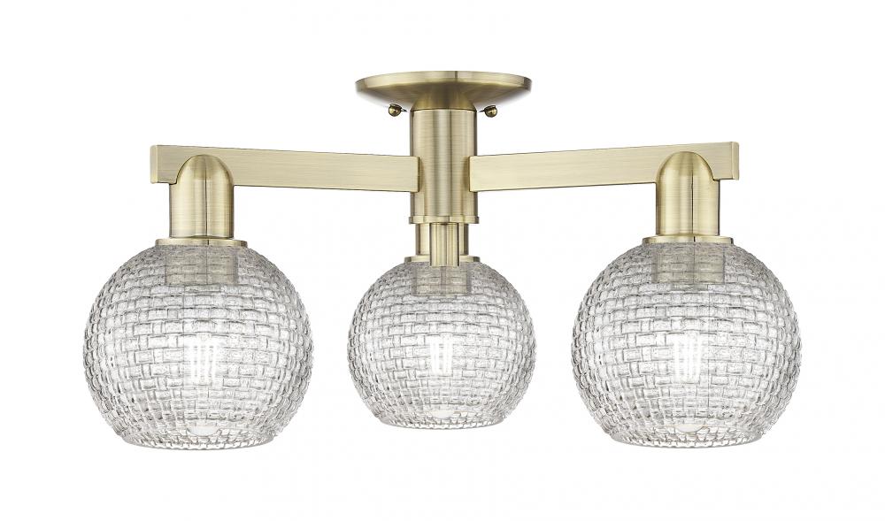 Athens - 3 Light - 23 inch - Antique Brass - Semi-Flush Mount