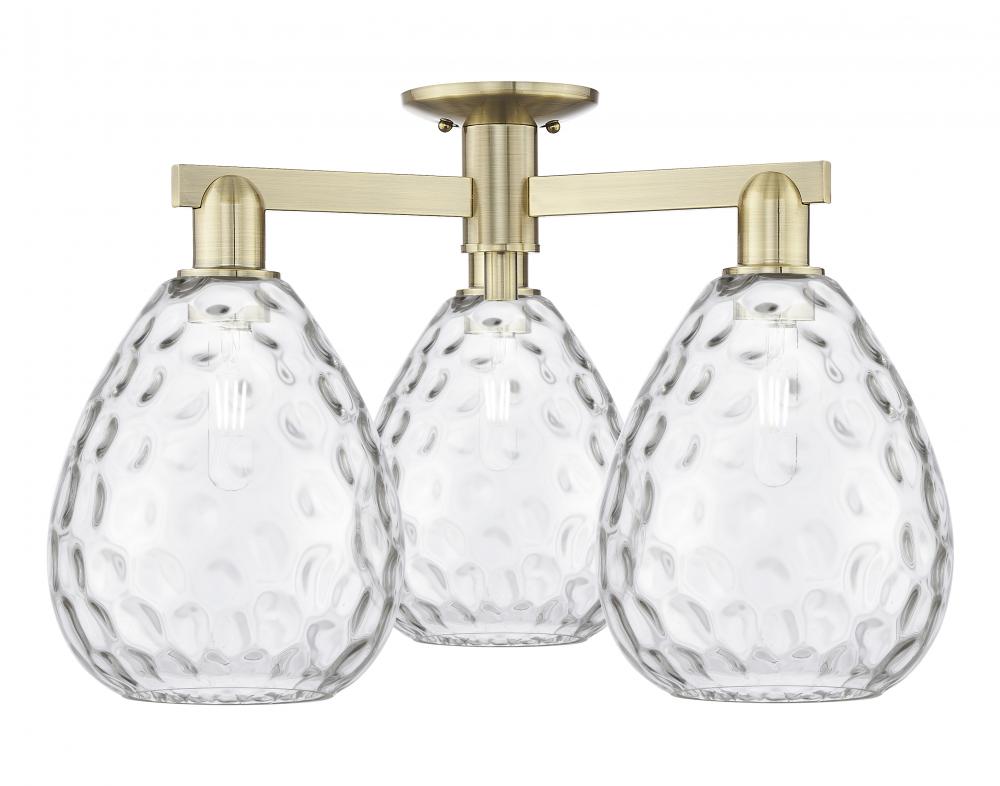 Waverly - 3 Light - 26 inch - Antique Brass - Semi-Flush Mount