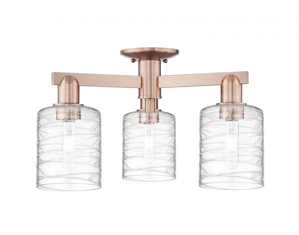 Cobbleskill - 3 Light - 23 inch - Antique Copper - Semi-Flush Mount