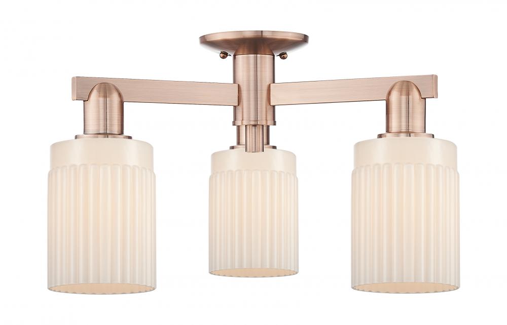 Hadley - 3 Light - 22 inch - Antique Copper - Semi-Flush Mount