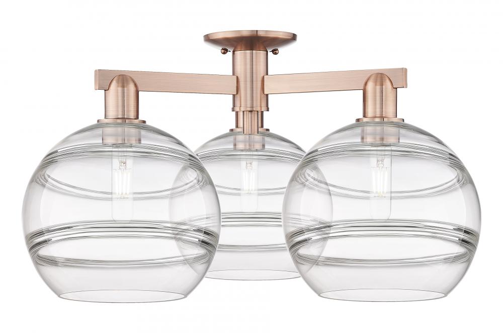 Rochester - 3 Light - 28 inch - Antique Copper - Semi-Flush Mount