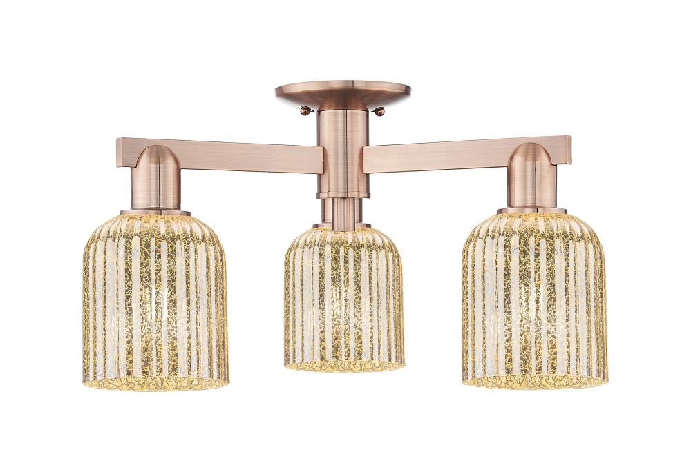 Bridal Veil - 3 Light - 6 inch - Antique Copper - Semi-Flush Mount