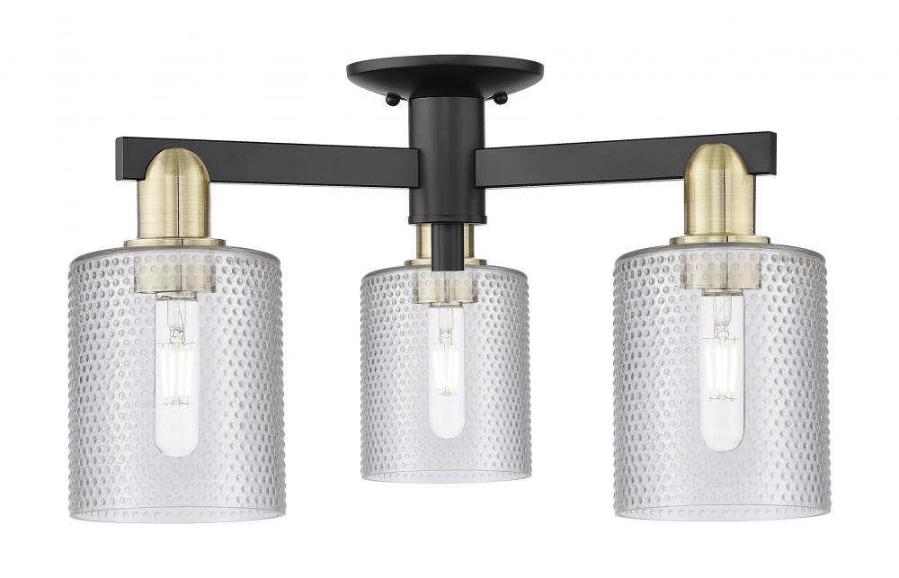 Cobbleskill - 3 Light - 23 inch - Black Antique Brass - Semi-Flush Mount
