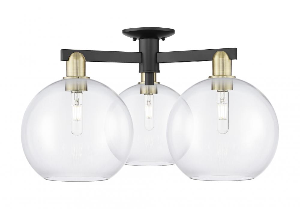 Athens - 3 Light - 28 inch - Black Antique Brass - Semi-Flush Mount