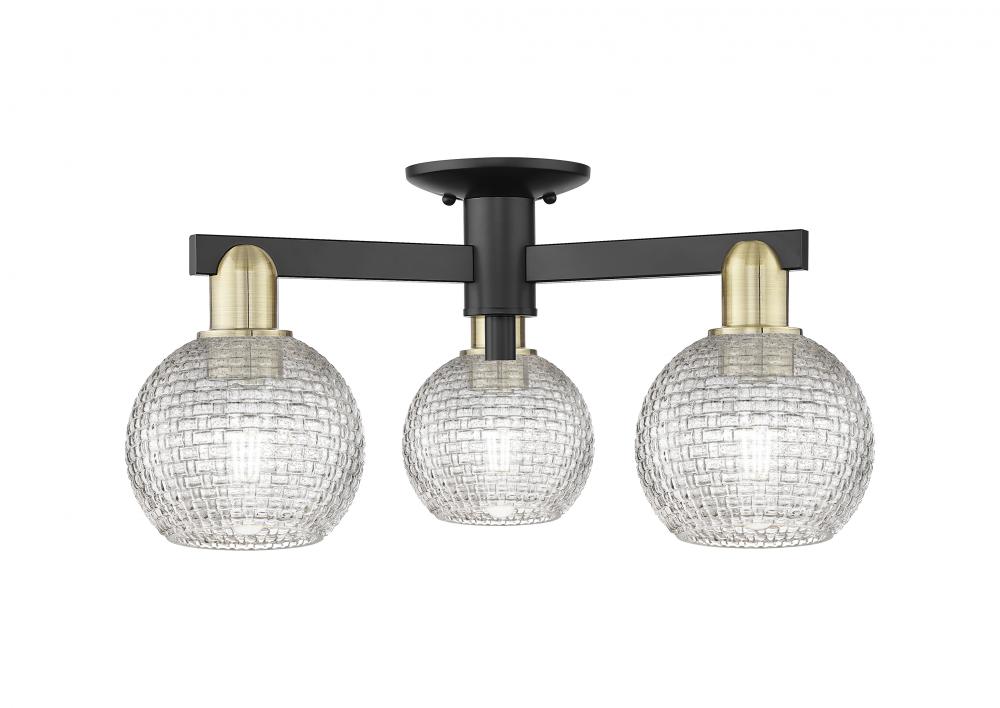 Athens - 3 Light - 23 inch - Black Antique Brass - Semi-Flush Mount