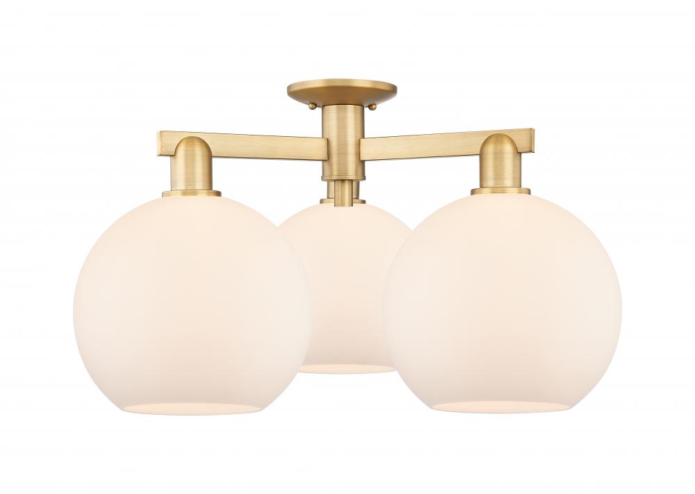 Athens - 3 Light - 28 inch - Brushed Brass - Semi-Flush Mount