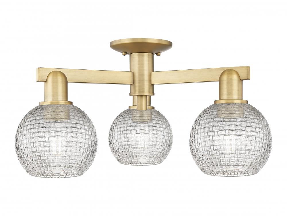 Athens - 3 Light - 23 inch - Brushed Brass - Semi-Flush Mount