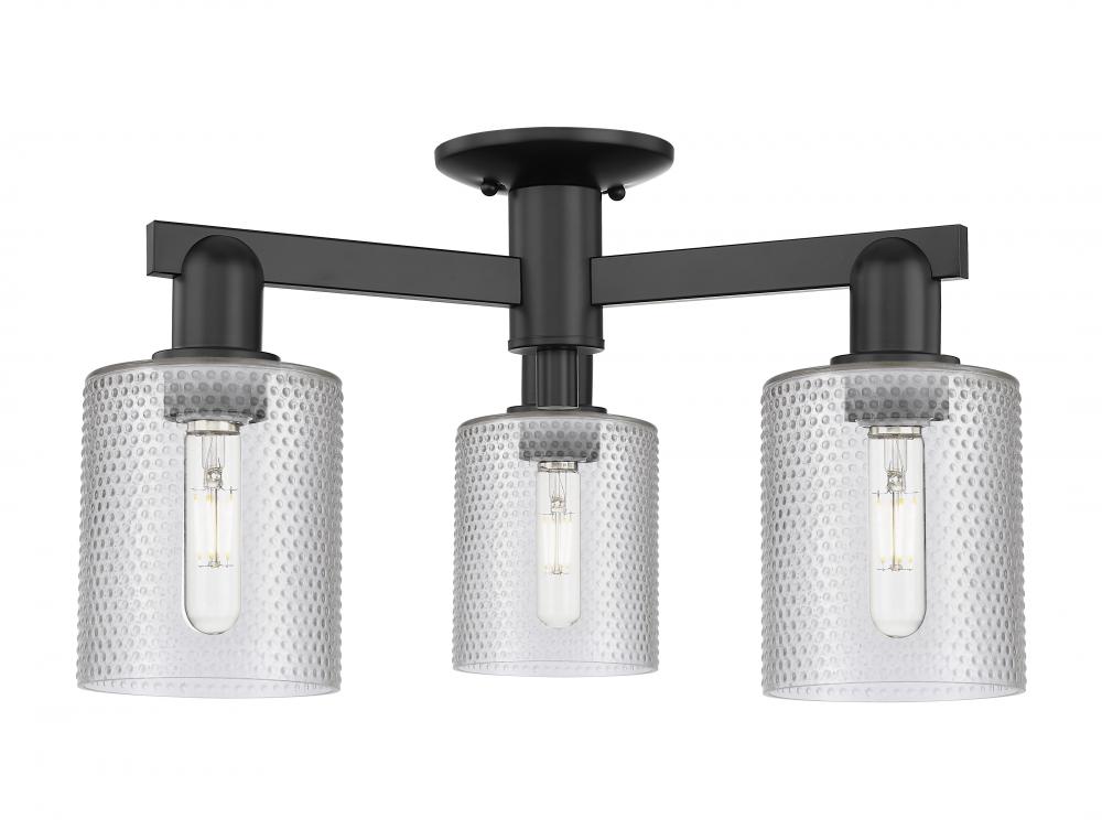 Cobbleskill - 3 Light - 23 inch - Matte Black - Semi-Flush Mount