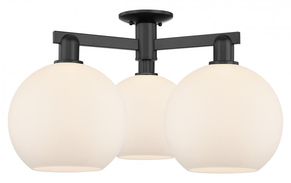 Athens - 3 Light - 28 inch - Matte Black - Semi-Flush Mount