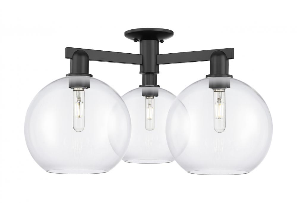 Athens - 3 Light - 28 inch - Matte Black - Semi-Flush Mount