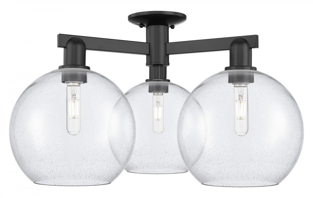 Athens - 3 Light - 28 inch - Matte Black - Semi-Flush Mount