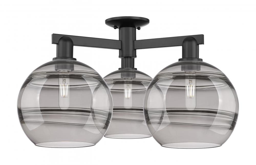 Rochester - 3 Light - 28 inch - Matte Black - Semi-Flush Mount