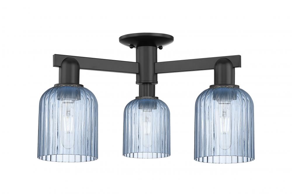 Bridal Veil - 3 Light - 6 inch - Matte Black - Semi-Flush Mount