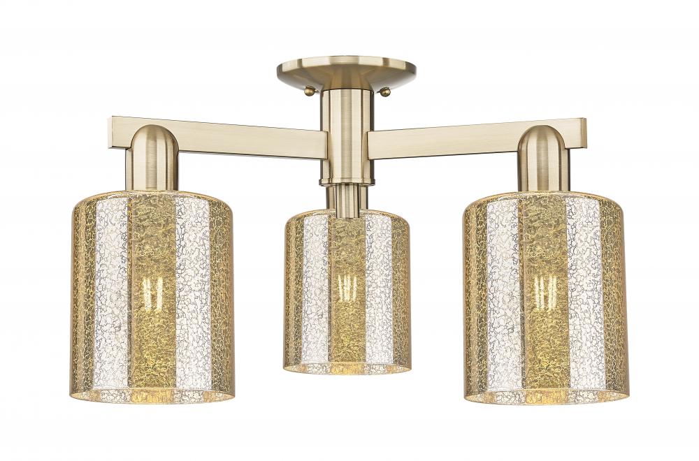 Cobbleskill - 3 Light - 23 inch - Champagne Bronze - Semi-Flush Mount