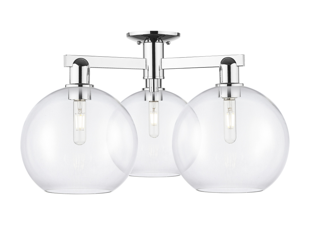 Athens - 3 Light - 28 inch - Polished Chrome - Semi-Flush Mount