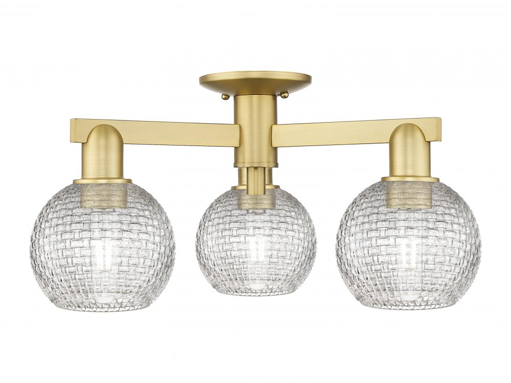 Athens - 3 Light - 23 inch - Satin Gold - Semi-Flush Mount