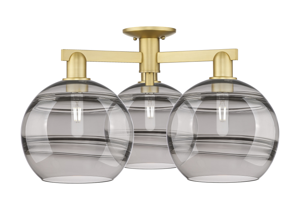 Rochester - 3 Light - 28 inch - Satin Gold - Semi-Flush Mount