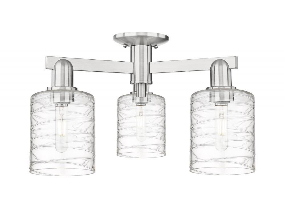 Cobbleskill - 3 Light - 23 inch - Brushed Satin Nickel - Semi-Flush Mount