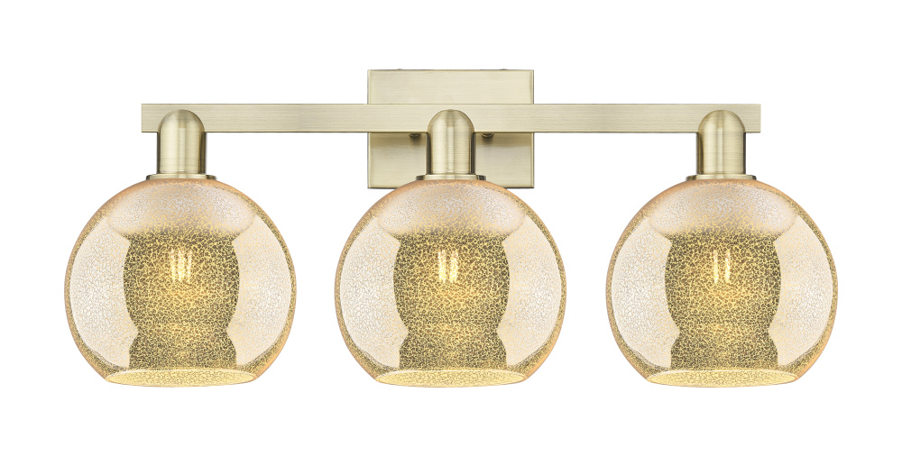 Athens - 3 Light - 27 inch - Antique Brass - Bath Vanity Light