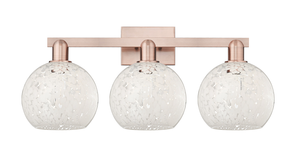 White Mouchette - 3 Light - 27 inch - Antique Copper - Bath Vanity Light
