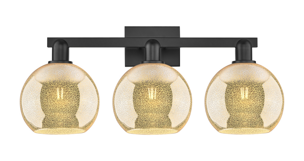 Athens - 3 Light - 27 inch - Matte Black - Bath Vanity Light