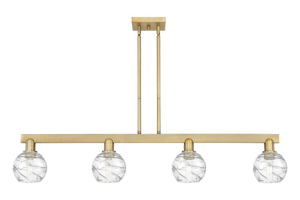 Athens Deco Swirl - 4 Light - 48 inch - Brushed Brass - Stem hung - Island Light