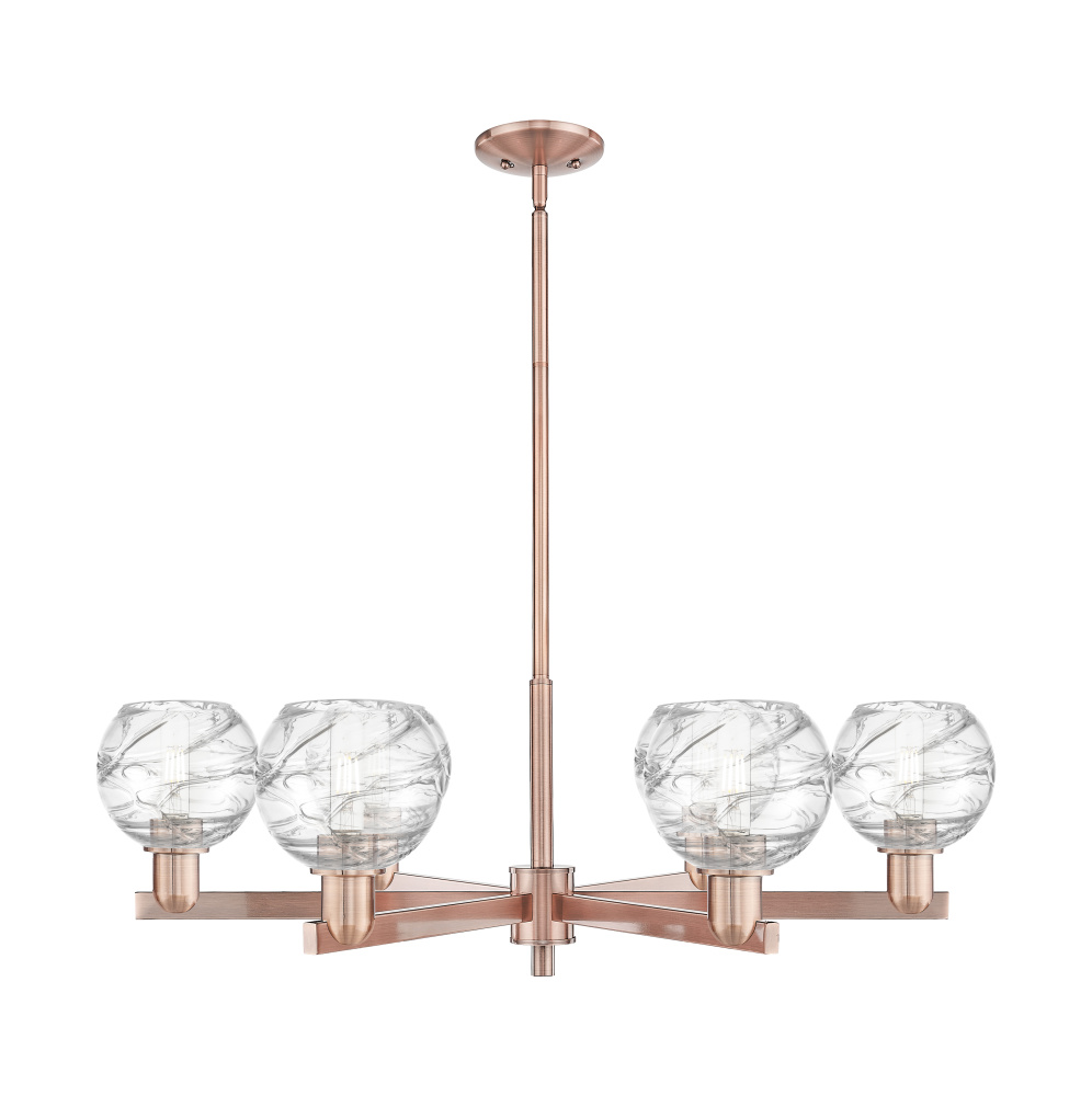 Athens Deco Swirl - 6 Light - 24 inch - Antique Copper - Chandelier