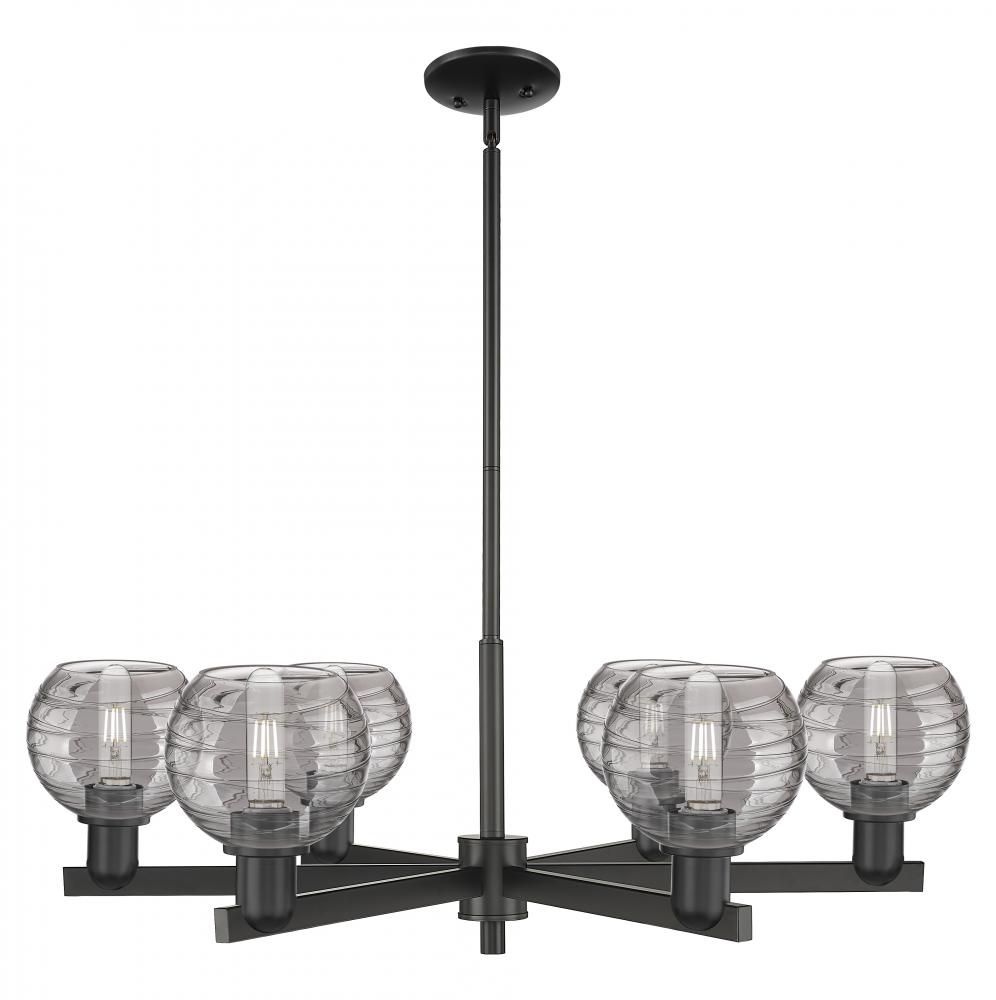Athens Deco Swirl - 6 Light - 24 inch - Matte Black - Chandelier
