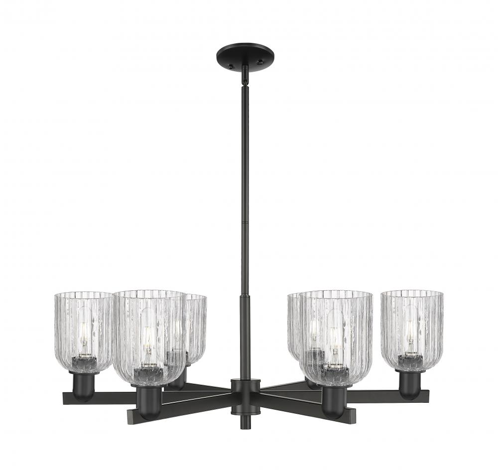 Bridal Veil - 6 Light - 24 inch - Matte Black - Chandelier