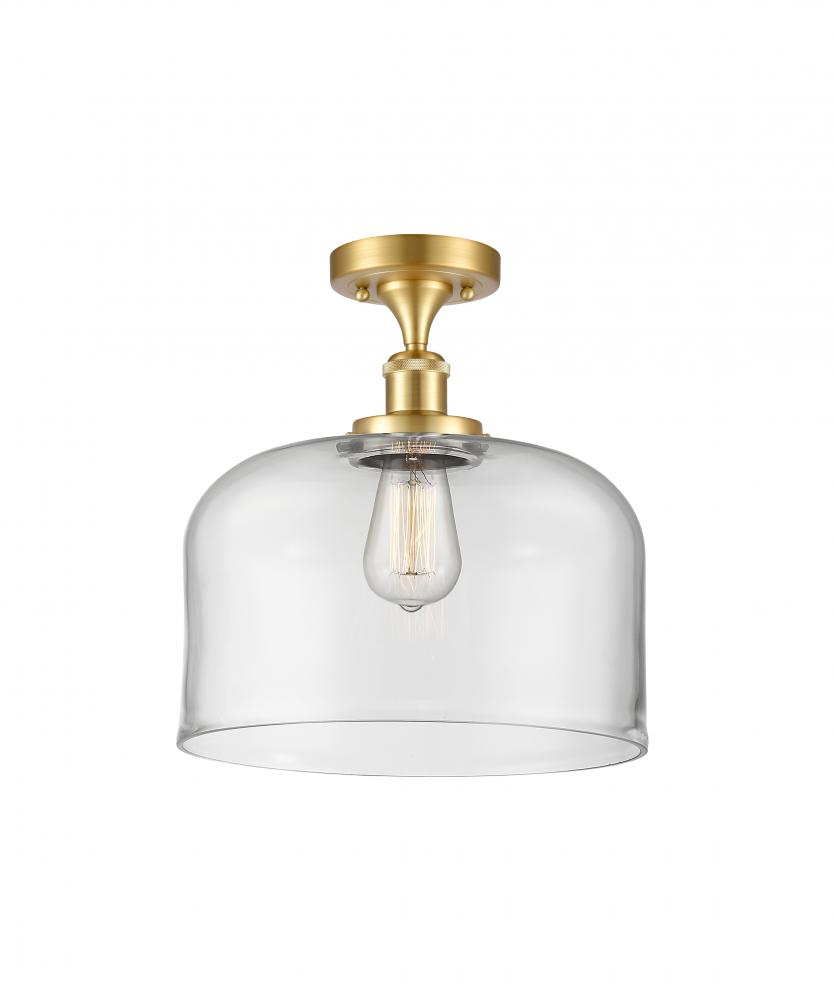 Bell - 1 Light - 12 inch - Satin Gold - Semi-Flush Mount