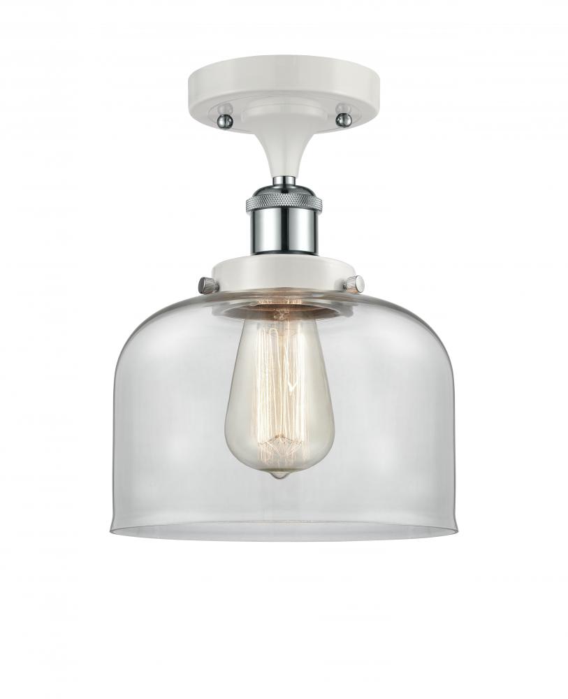 Bell - 1 Light - 8 inch - White Polished Chrome - Semi-Flush Mount