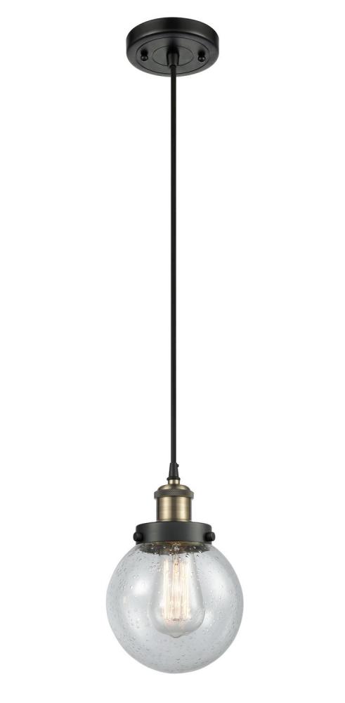 Beacon - 1 Light - 6 inch - Black Antique Brass - Cord hung - Mini Pendant