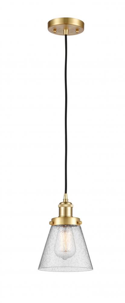 Cone - 1 Light - 6 inch - Satin Gold - Cord hung - Mini Pendant