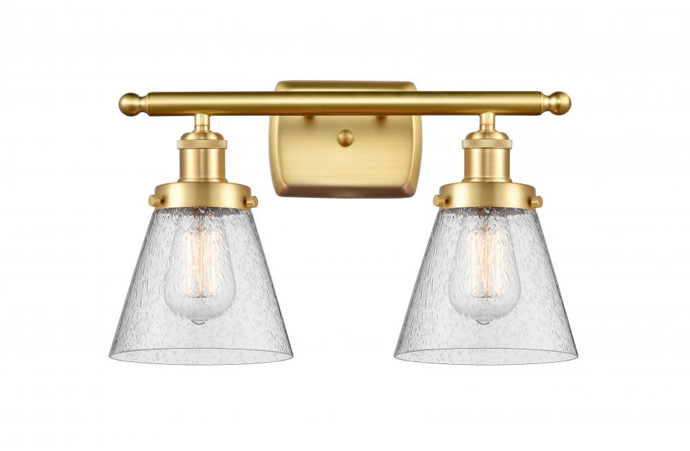Cone - 2 Light - 16 inch - Satin Gold - Bath Vanity Light
