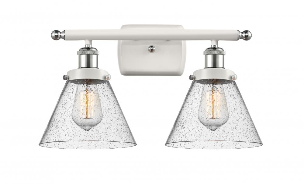Cone - 2 Light - 18 inch - White Polished Chrome - Bath Vanity Light