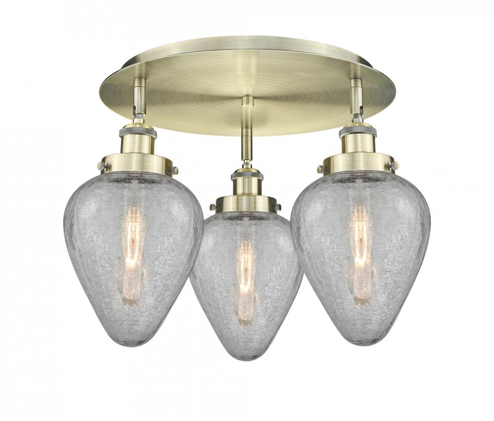 Geneseo - 3 Light - 18 inch - Antique Brass - Semi-Flush Mount