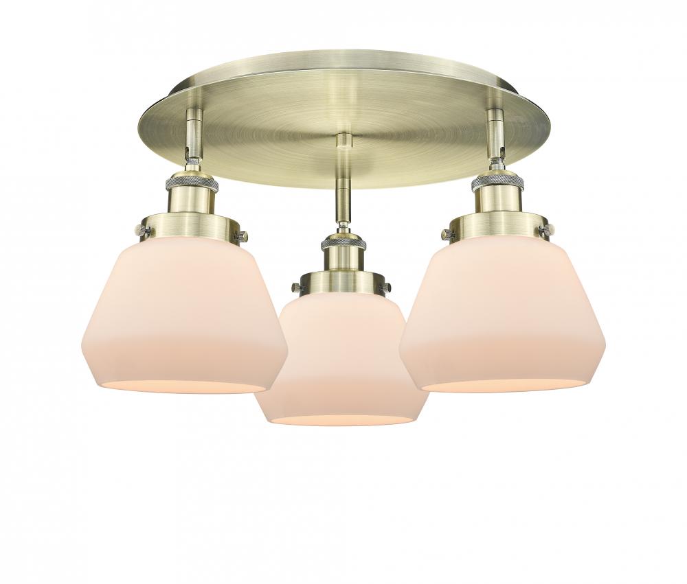 Fulton - 3 Light - 19 inch - Antique Brass - Semi-Flush Mount