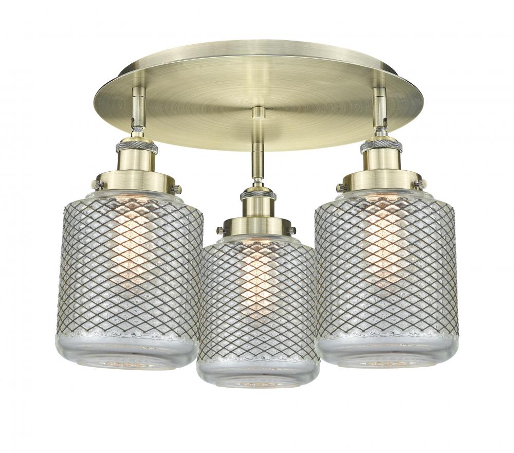 Edison - 3 Light - 18 inch - Antique Brass - Semi-Flush Mount