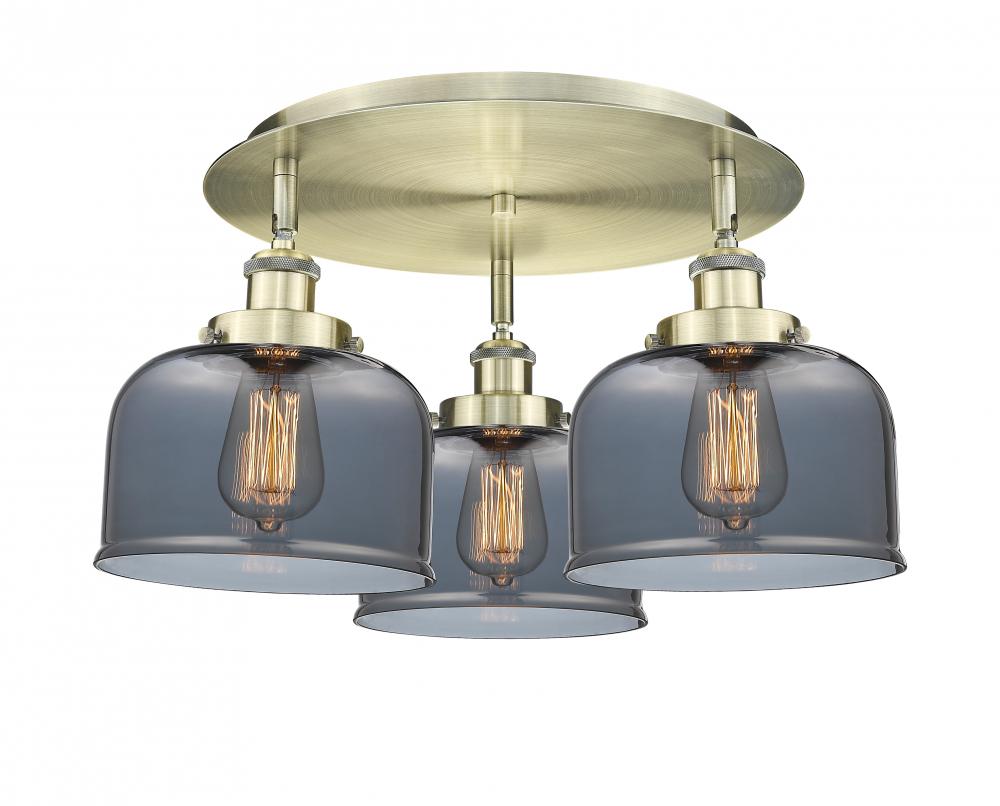 Cone - 3 Light - 20 inch - Antique Brass - Semi-Flush Mount