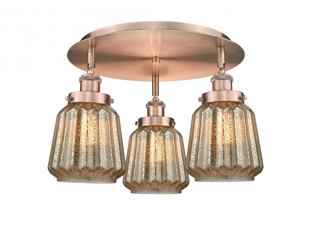 Chatham - 3 Light - 19 inch - Antique Copper - Semi-Flush Mount