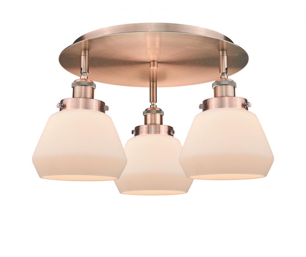 Fulton - 3 Light - 19 inch - Antique Copper - Semi-Flush Mount