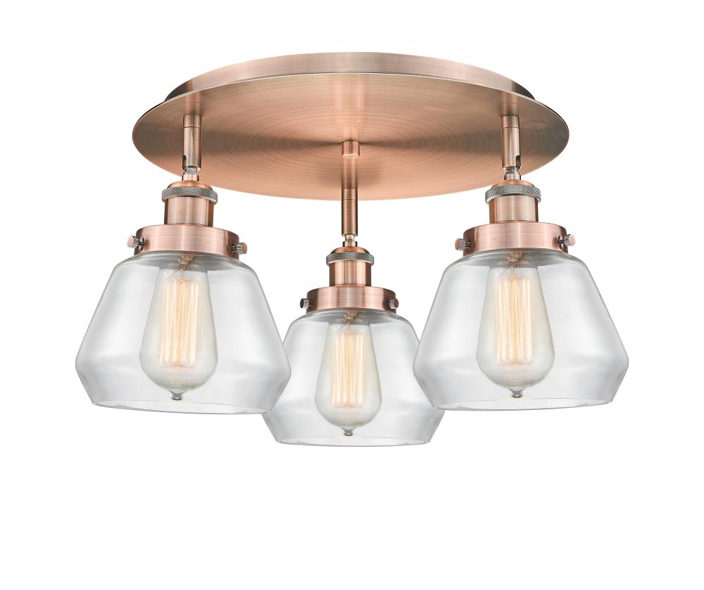 Fulton - 3 Light - 19 inch - Antique Copper - Semi-Flush Mount