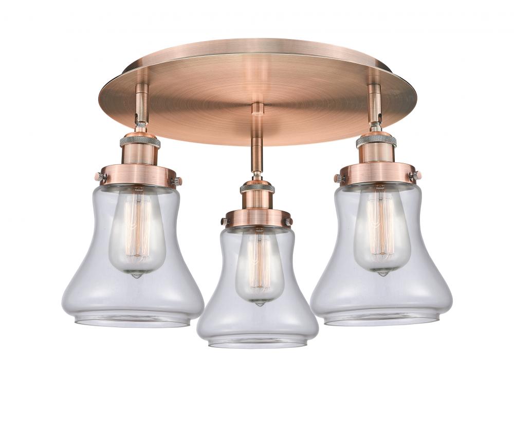 Bellmont - 3 Light - 18 inch - Antique Copper - Semi-Flush Mount