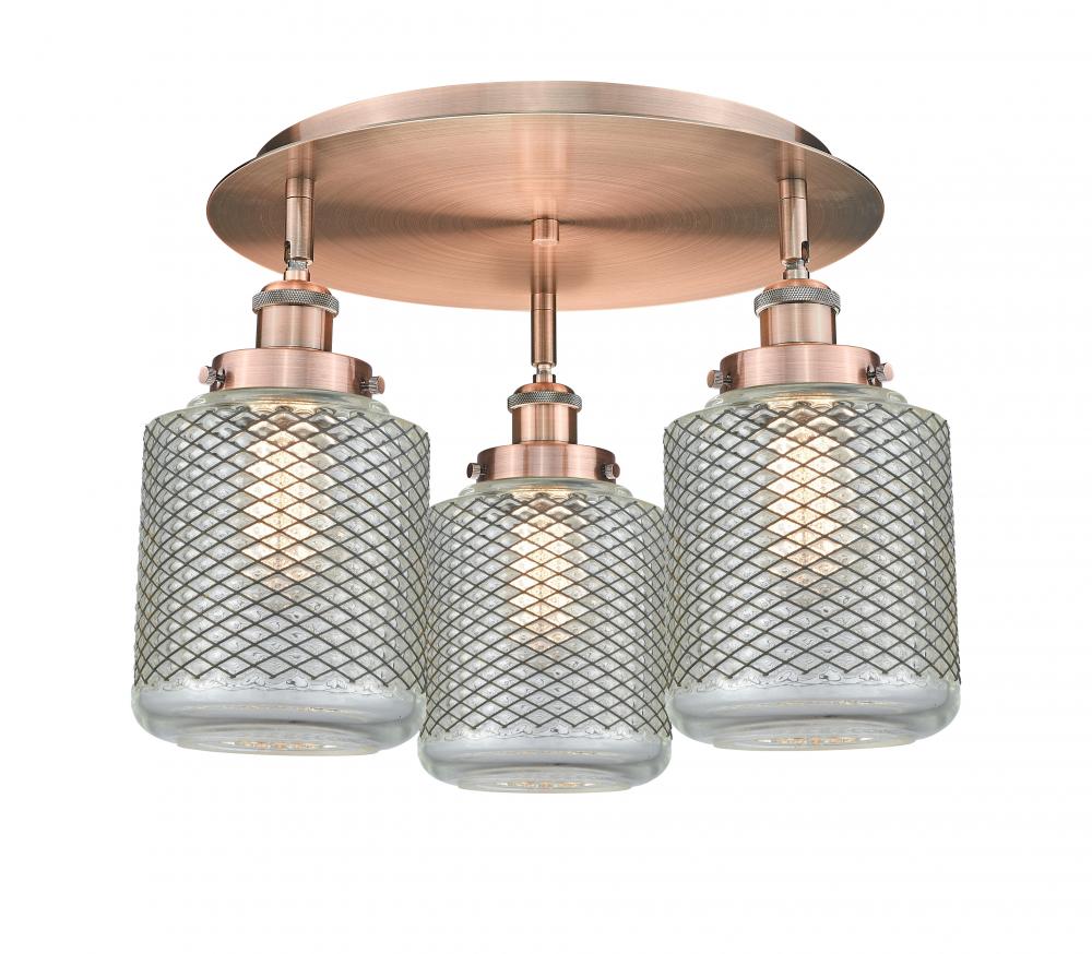 Edison - 3 Light - 18 inch - Antique Copper - Semi-Flush Mount